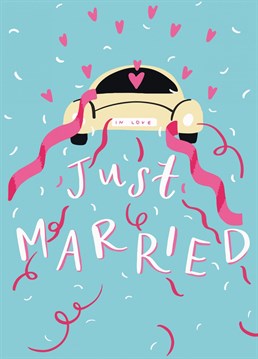 Congratulate the beautiful couple on their wedding day with this joyful, retro-inspired design from illustrator Jasmine Hortop.
