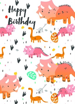 Make sure they have a rawsome day with this cute dinosaur pattern Happy Birthday card!