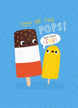 Send your super cool Dad this punny yet adorable Father's Day cards. Featuring two ice lollies.  Designed by Jess Moorhouse