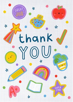 Say a big thank you to a teacher, teaching assistant or tutor with this adorable school themed thank you card!   Designed by Jess Moorhouse