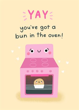 Celebrate a pregnancy announcement with this adorably funny bun in the oven card.    Designed by Jess Moorhouse