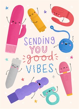 Send some positivity and smiles to a friend or family member by sending them this hilariously rude card featuring some vibrating friends!   Designed by Jess Moorhouse