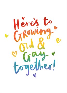 Send your partner or friends this heartfelt LGBTQ+ anniversary / wedding card. Designed by Jess Moorhouse