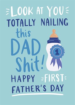 Show a first time dad that he's nailing it this Father's Day! This fun illustration by Jessiemaeve Studio celebrates first time super dads.