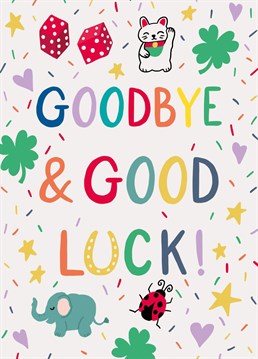 Send this cute and colourful card to wish them luck on their new adventure! This fun illustration is by Jessiemaeve Studio.