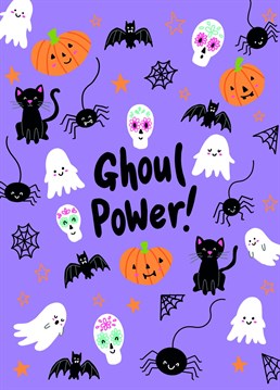 Send this cute and spooky card to wish your loved one a happy Halloween! This ghoulish design is by Jessiemaeve Studio.