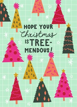 Send your loved one this bright and jolly Christmas tree card to wish them a tremendous Christmas! This contemporary Christmas card was designed by Jessiemaeve Studio.
