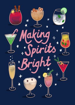 Send this cool Christmas spirits card to your bestie to arrange your festive drinks! This pretty illustration is by Jessiemaeve Studio.