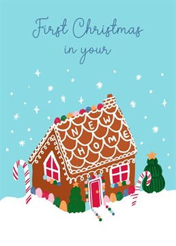 Wish them a fantastic first Christmas in their new home, with this sweet gingerbread house illustration by Jessiemaeve Studio.