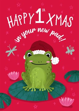 The perfect card to wish your loved ones a cozy first Christmas in their new home. This cute frog illustration is by Jessiemaeve Studio.