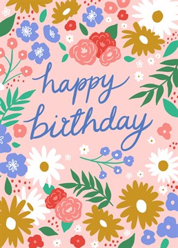 Send them some birthday love with this beautiful floral card. This pretty spring flowers illustration is by Jessiemaeve Studio.