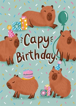 Send these cute capybara's to wish your loved one a Happy Birthday! Illustrated by Jessiemaeve Studio.
