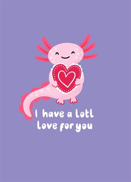 Send this cute and quirky axolotl card to spread the love this Valentine's day! This pretty axolotl illustration was designed by Jessiemaeve Studio.