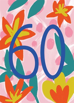 Sixty and stylish! Send this special 60th birthday card to show some love on this milestone birthday. This bright and bold illustration was designed by Jessiemaeve Studio.