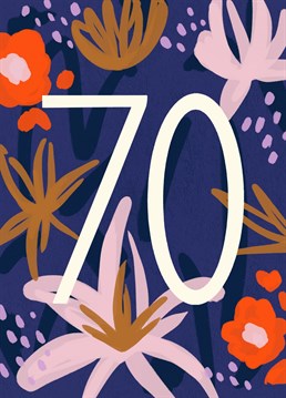 Celebrate their 70th in style! For your elegant loved one who is turning seventy. This beautiful floral Birthday card was illustrated by Jessiemaeve Studio.