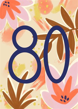 Eighty deserves a special card! Celebrate their milestone birthday with this elegant floral illustration designed by Jessiemaeve Studio.