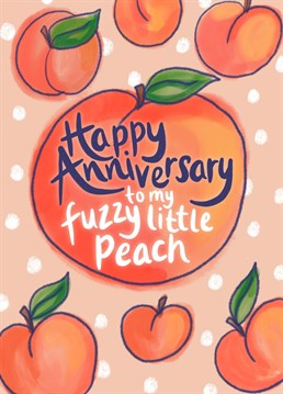 Wish your fuzzy little peach a Happy Anniversary with this on trend illustration by Jessiemaeve Studio.