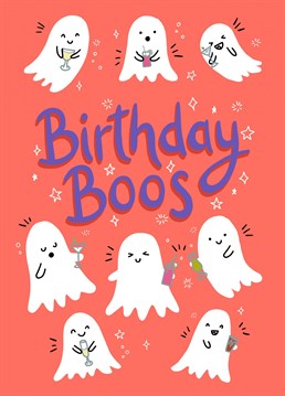 The perfect card for a spooky October birthday. Send this cute ghosts illustration by Jessiemaeve Studio to your boo-tiful friend.