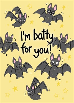 The perfect card for an October wedding anniversary! Send this cute bat illustration by Jessiemaeve Studio to let your loved one know that you are mad about them.