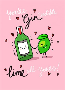 Let them know that they are gin-credible! Send this cute gin and lime illustration by Jessiemaeve Studio to celebrate your love.