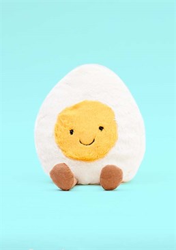 Start your day in a snuggly way with Amuseable Boiled Egg! This breakfast buddy has fluffy white fur, a yummy yellow yolk and a supercute smile. Keep an eye on this scamp with those cordy feet, or you might end up with a runny egg!