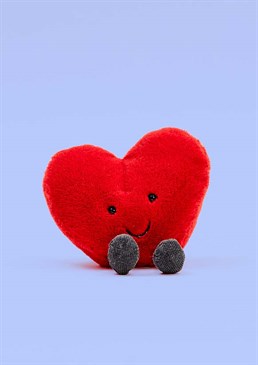This little red heart is ready to play the unconventional cupid! Soft and squishy in lush red fur, with the characteristic brown cordy legs and happy smiley face. This pocket-sized pal is a perfect gift for the one you love!