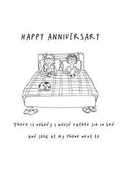 Who needs date night when you can snuggle up to them and watch memes until you snooze! Make them laugh with this funny anniversary card from King B.