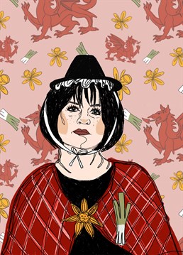 Have a crackin' St David's Day this year, and celebrate with this Nessa Welsh Lady Birthday card design by Kirsty Elen.