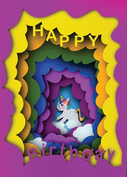 For the unicorn fans - a happy rainbow birthday in a papercut inspired designed to colour anyone's special magical day
