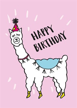 Wish someone a happy birthday with this cute Llama card, by Kim Garrity Design.