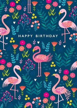 This best selling card is a hit for all ages with it's fun and colourful flamingo pattern.