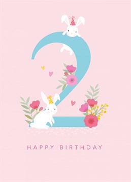 Wish your cheeky little one a happy 2nd birthday with this cute bunny card.