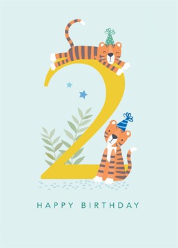 Wish your cheeky little tiger a happy 2nd birthday with this cute card.