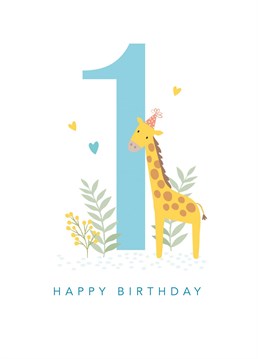 Wish your cheeky little one a happy 1st birthday with this cute giraffe card.