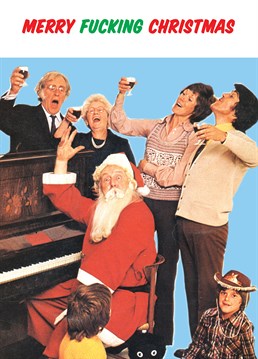 Santa Piano. Personalised Christmas Card by KissMeKwik. A musical Santa and his drunk friends wish you a merry fucking Christmas.