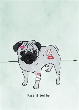 Pugs make everything better that's how they work! Send some magic pug kisses with this cute card from Kazvare Made It.
