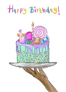 I don't know about you but this birthday card looks truly scrumptious and straight out of Willy Wonka's Chocolate Factory! Kitsch Noir birthday design for someone with a sweet tooth.