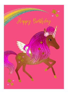 Remind you of anyone? Send birthday wishes and sparkles to your own little unicorn with this magical design by Karmuka.