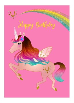 Remind you of anyone? Send birthday wishes and sparkles to your own little unicorn with this magical design by Karmuka.