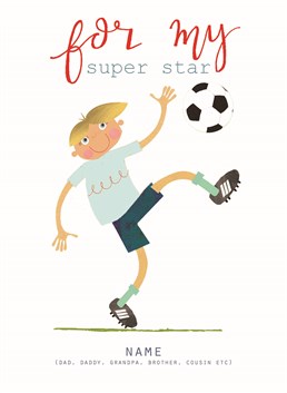 Whether your Dad, Brother or Son, personalise this Kali Stileman Birthday card to score points with a football mad lad and make their day extra special.
