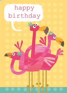 Send birthday wishes with this fun and fabulous Kali Stileman design, perfect for a young flamingo fanatic.