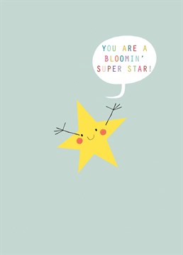 For the super star in your life... let them know you think they're ace !! A smiley star to say a big 'well done', 'congratulations', or 'hooray!' in a cute card. Set on a duck egg background.