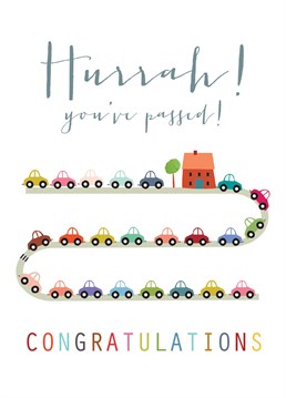 Congratulate someone on losing their 'L' plates with this fab card! Set against a chalk white background, this design features a series of cool and colourful cars with lovely lettering.