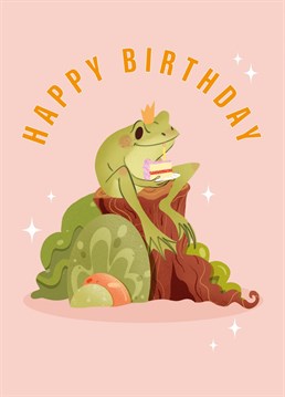 Eat cake and be hoppy, it's your birthday!     Spread a little joy to someone who is toad-tally brilliant with this card, wishing them a birthday filled with happiness and cake! Designed by Kitty Strand
