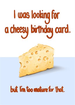 A cheese themed birthday card - what could be better? Send some cheesy birthday wishes with this witty food design.    Designed by Katie Tinkler