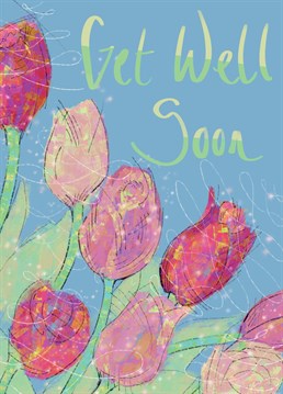 Show you care with this beautiful card of bold and uplifting tulips. Send this Get Well card by Kirsty Todd Illustration.