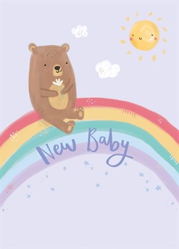 Say hello and welcome to the world to the newest arrival with this illustrated sweet teddy bear design.
