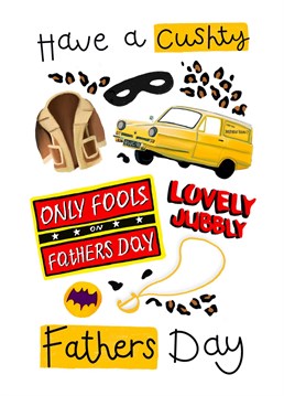 Make your dad smile with this pop culture Del Boy inspired Father's Day Father's Day card. Designed by Hot Dog greetings.