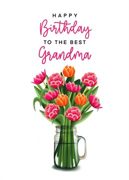 The most beautiful flower card to celebrate Grandmas birthday. Designed by Hot Dog Greetings.