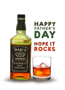 Whiskey Father's Day Card, on the rocks of course! Perfect for Whiskey loving dads this Father's day. Designed by Hot Dog greetings.